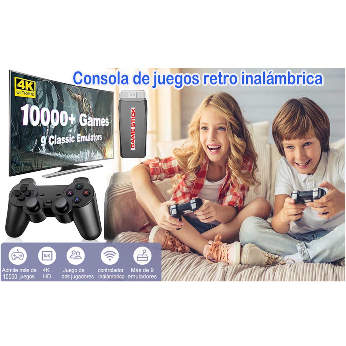 Consola GameStick 4K (+10.000 juegos de 9 consolas) + 2 mandos